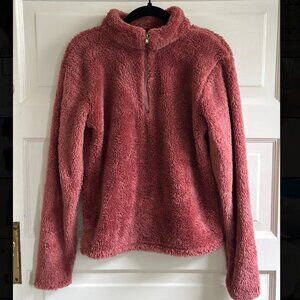 DYCE Apparel Maroon Quarter Zip Fuzzy Jacket